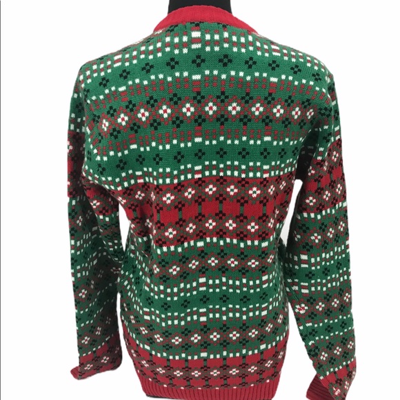 Blizzard Bay Reindeer Drink Holder Xmas Sweater, Green, Red, - Picture 2 of 7